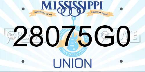 28075G0 Mississippi License Plate