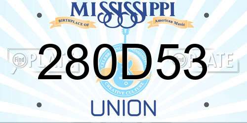 280D53 Mississippi License Plate