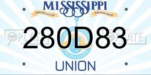 280D83 Mississippi License Plate