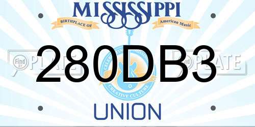 280DB3 Mississippi License Plate
