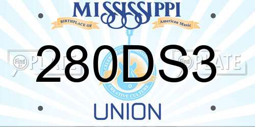 280DS3 Mississippi License Plate