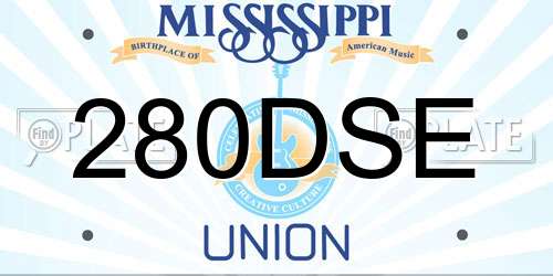 280DSE Mississippi License Plate
