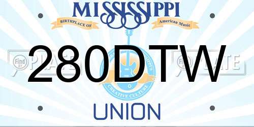 280DTW Mississippi License Plate