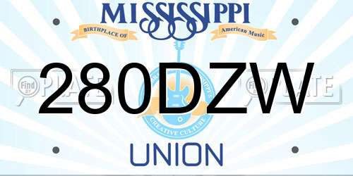 280DZW Mississippi License Plate