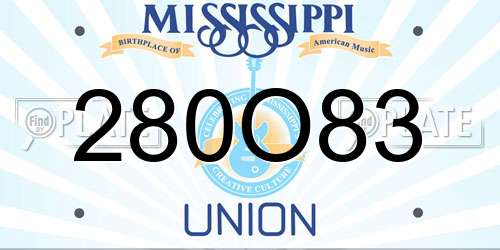 280O83 Mississippi License Plate