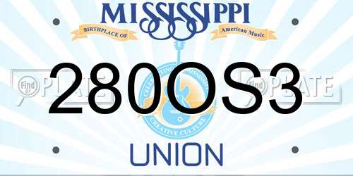 280OS3 Mississippi License Plate