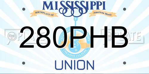 280PHB Mississippi License Plate