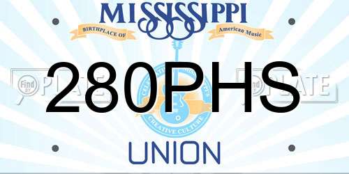 280PHS Mississippi License Plate