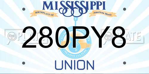 280PY8 Mississippi License Plate