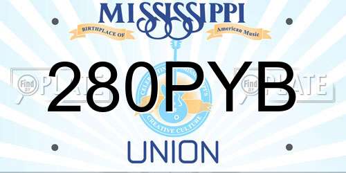 280PYB Mississippi License Plate