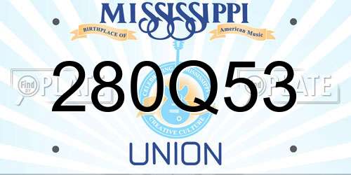 280Q53 Mississippi License Plate