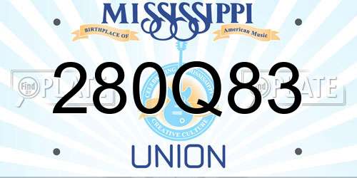 280Q83 Mississippi License Plate