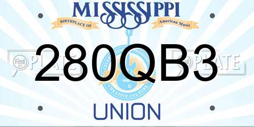 280QB3 Mississippi License Plate