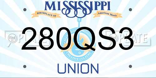 280QS3 Mississippi License Plate