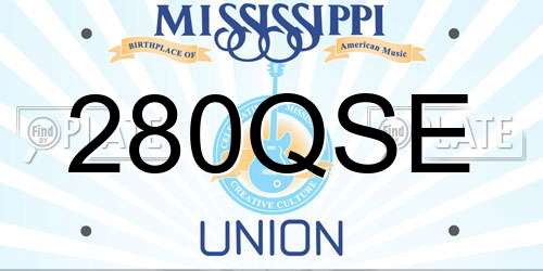 280QSE Mississippi License Plate
