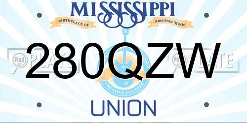 280QZW Mississippi License Plate