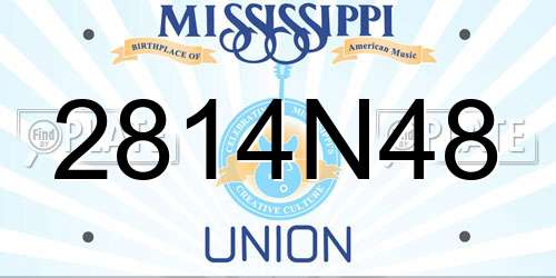 2814N48 Mississippi License Plate