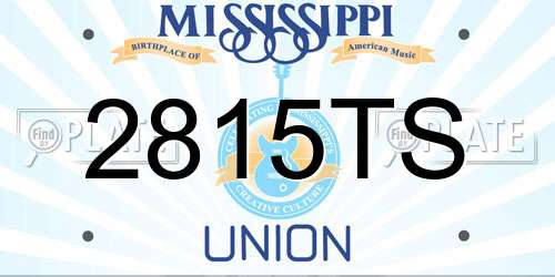 2815TS Mississippi License Plate