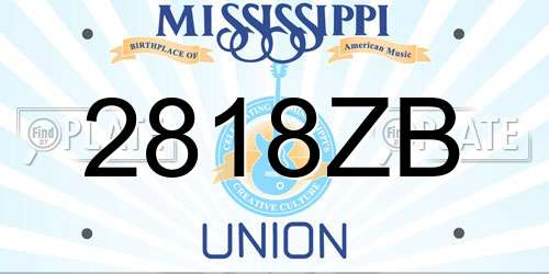 2818ZB Mississippi License Plate