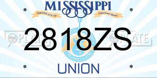 2818ZS Mississippi License Plate