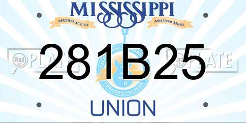 281B25 Mississippi License Plate