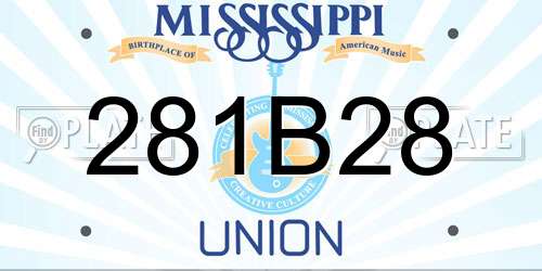 281B28 Mississippi License Plate