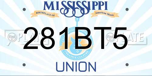 281BT5 Mississippi License Plate