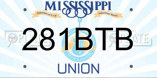 281BTB Mississippi License Plate