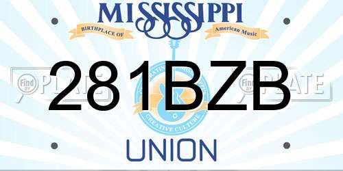 281BZB Mississippi License Plate