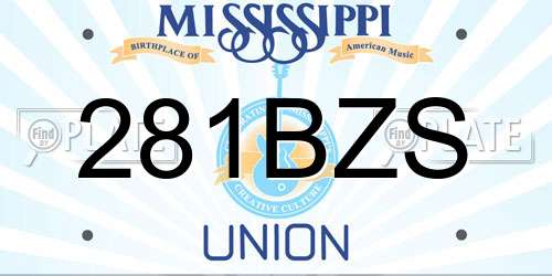 281BZS Mississippi License Plate