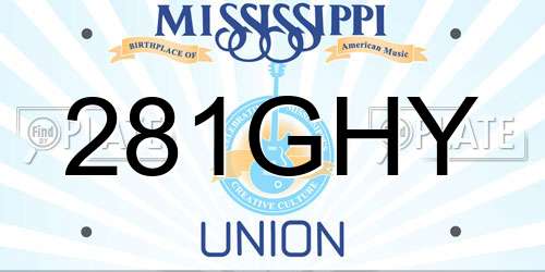 281GHY Mississippi License Plate