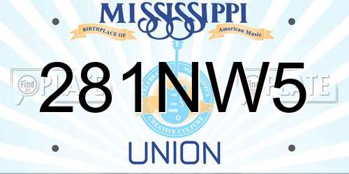 281NW5 Mississippi License Plate