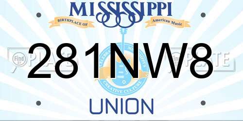 281NW8 Mississippi License Plate
