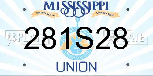 281S28 Mississippi License Plate