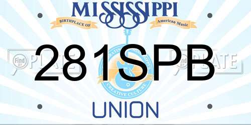 281SPB Mississippi License Plate