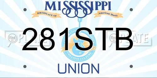 281STB Mississippi License Plate