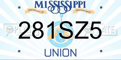 281SZ5 Mississippi License Plate