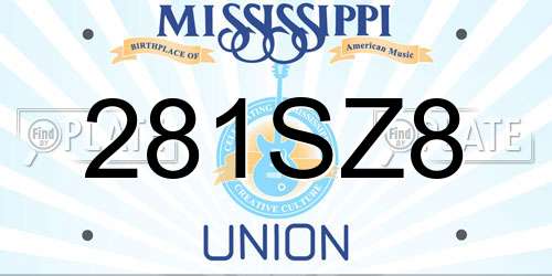 281SZ8 Mississippi License Plate