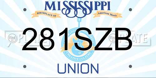 281SZB Mississippi License Plate