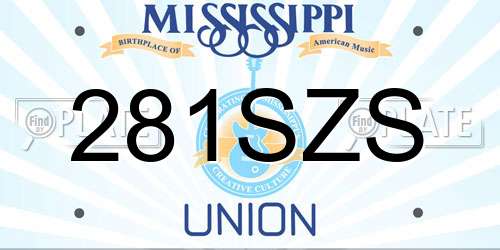 281SZS Mississippi License Plate