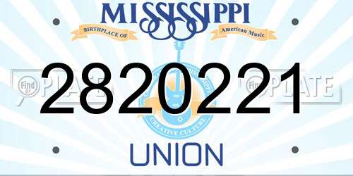 2820221 Mississippi License Plate