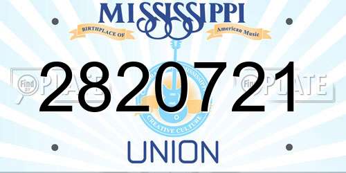 2820721 Mississippi License Plate