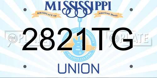 2821TG Mississippi License Plate