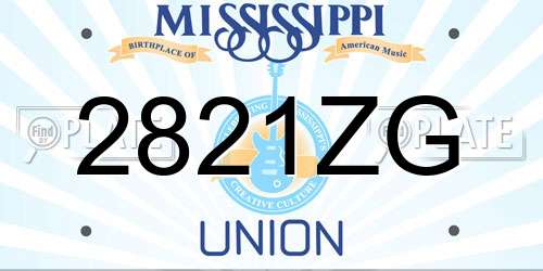 2821ZG Mississippi License Plate
