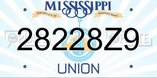 28228Z9 Mississippi License Plate