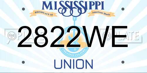 2822WE Mississippi License Plate
