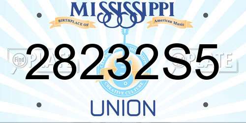 28232S5 Mississippi License Plate