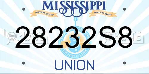 28232S8 Mississippi License Plate