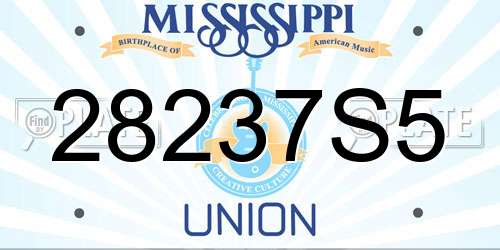28237S5 Mississippi License Plate