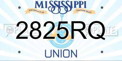 2825RQ Mississippi License Plate